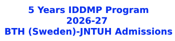 BTH, Sweden - Five Year Integrated Double Degree Masters Program - 2026-27
